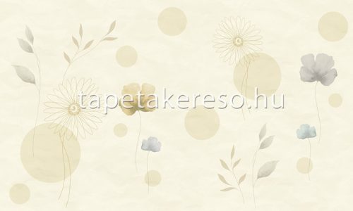 Zambaiti Parati Satin Flowers 2 vlies, vinyl anyagú kék, beige, barna színű pöttyös, virágos klasszikus poszter