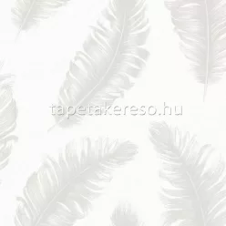   Zambaiti Parati Savana vlies, vinyl anyagú fehér, szürke, ezüst színű tollas modern, natural tapéta