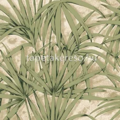   Zambaiti Parati Savana vlies, vinyl anyagú beige, zöld színű leveles modern, natural tapéta