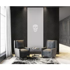   Zambaiti Parati Philipp Plein vlies, vinyl anyagú fekete, csillámos színű bőrmintás modern tapéta