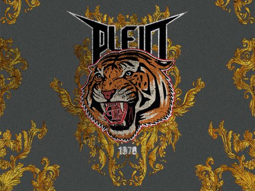 Zambaiti Parati Philipp Plein vlies, vinyl anyagú szürke, arany színű feliratos, állatos modern poszter