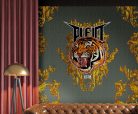 Zambaiti Parati Philipp Plein vlies, vinyl anyagú szürke, arany színű feliratos, állatos modern poszter