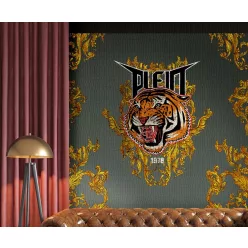   Zambaiti Parati Philipp Plein vlies, vinyl anyagú szürke, arany színű feliratos, állatos modern poszter