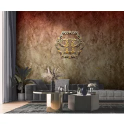   Zambaiti Parati Philipp Plein vlies, vinyl anyagú barna, rozsdabarna színű foltos, koptatott, betűs modern poszter