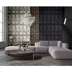   Zambaiti Parati Philipp Plein vlies, vinyl anyagú szürke színű 3d, geometriai modern poszter