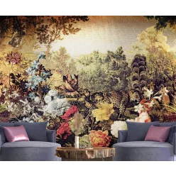   Zambaiti Parati Philipp Plein vlies, vinyl anyagú barna, piros, kék, zöld színű fás, állatos, virágos modern poszter