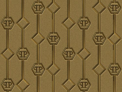Zambaiti Parati Philipp Plein vlies, vinyl anyagú barna, arany színű betűs, geometriai modern poszter