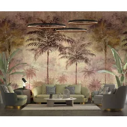   Zambaiti Parati Philipp Plein vlies, vinyl anyagú barna, mályva, sárga színű betűs, fás modern poszter