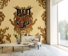Zambaiti Parati Philipp Plein vlies, vinyl anyagú barna, arany színű feliratos, állatos modern poszter