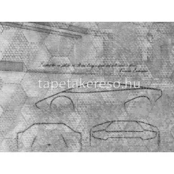   Zambaiti Parati Lamborghini 2 vlies, vinyl anyagú szürke színű autós, 3d, geometriai modern poszter