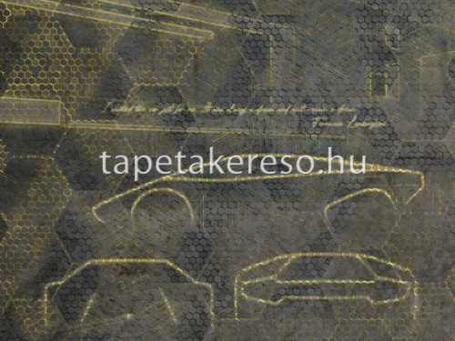 Zambaiti Parati Lamborghini 2 vlies, vinyl anyagú szürke, sárga színű autós, 3d, geometriai modern poszter