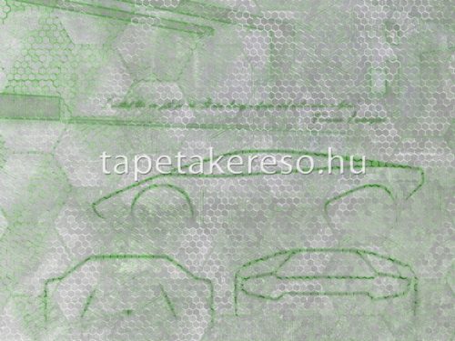Zambaiti Parati Lamborghini 2 vlies, vinyl anyagú zöld, szürke színű autós, 3d, geometriai modern poszter