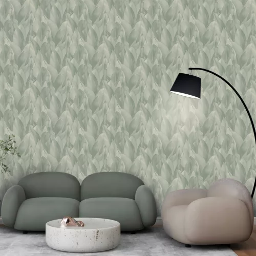 Zambaiti Parati Architexture vlies, vinyl anyagú, zöld színű, 3d, leveles, struktúrált, Modern tapéta