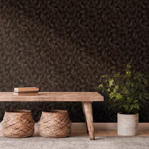 Zambaiti Parati Architexture vlies, vinyl anyagú, barna színű, famintás, struktúrált, kockás, Modern tapéta