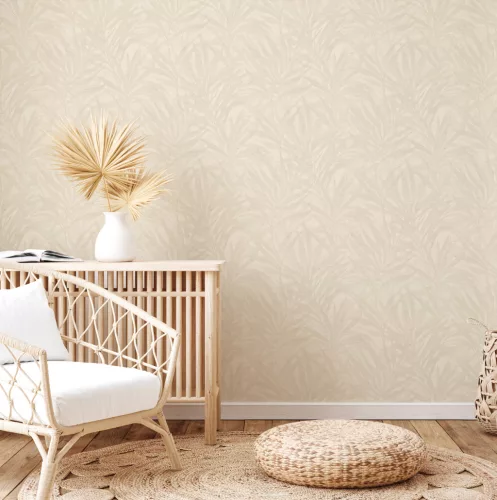 Zambaiti Parati Architexture vlies, vinyl anyagú, törtfehér színű, leveles, Modern tapéta
