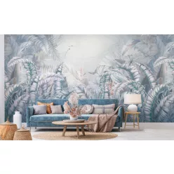   Zambaiti Parati Architexture vlies, vinyl anyagú, kék, lila, szürke, törtfehér, barna színű, leveles, Modern tapéta