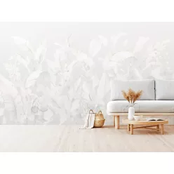   Zambaiti Parati Architexture vlies, vinyl anyagú, szürke, törtfehér színű, leveles, Modern tapéta