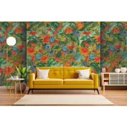   Zambaiti Parati Architexture vlies, vinyl anyagú, piros, zöld, kék, türkiz, narancssárga színű, virágos, Modern tapéta