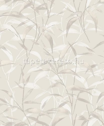 Khroma ZEN vlies anyagú beige, fehér, szürke színű leveles modern tapéta