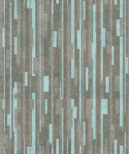 Zeno Eldorado papír, vinyl anyagú szürke, türkiz színű geometriai, vonalas Modern tapéta