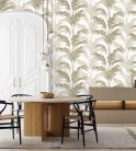 Zeno Maison Luxe papír, vinyl anyagú beige, zöld színű leveles Modern tapéta