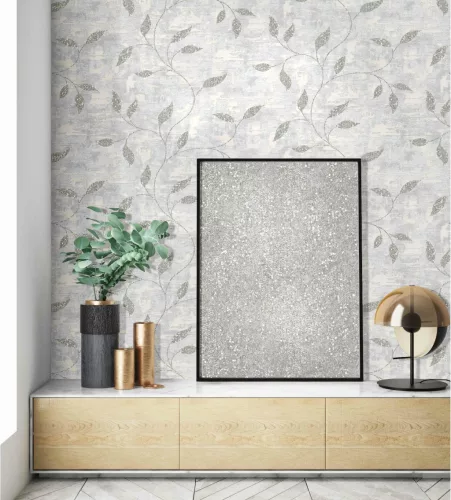 Zeno Maison Luxe papír, vinyl anyagú szürke, beige, zöld színű leveles, foltos Modern tapéta