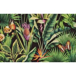   Zeno Tahiti vlies, vinyl anyagú, fekete, zöld, sárga, lila színű, pillangós, leveles, Modern tapéta