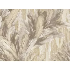   Zeno Tahiti vlies, vinyl anyagú, beige, szürke színű, leveles, Modern tapéta