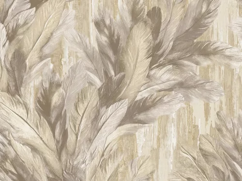Zeno Tahiti vlies, vinyl anyagú, beige, szürke színű, leveles, Modern tapéta