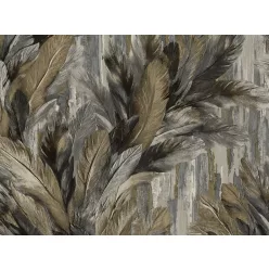   Zeno Tahiti vlies, vinyl anyagú, szürke, barna, beige színű, leveles, Modern tapéta