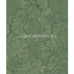   Vertical Art Tempo vlies, habos anyagú zöld, beige színű virágos modern tapéta