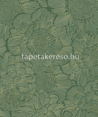 Vertical Art Tempo vlies, habos anyagú zöld, beige színű virágos modern tapéta