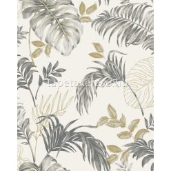   VaVex Vavex 2025 habos, vlies anyagú fehér, szürke, arany színű leveles modern tapéta