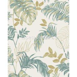   VaVex Vavex 2025 habos, vlies anyagú fehér, zöld, arany színű leveles modern tapéta