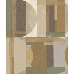   Grandeco Arcadia vlies, vinyl anyagú beige, barna, zöld színű geometriai, textilhatású retro tapéta