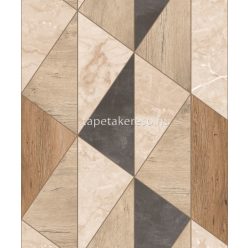   Grandeco Arcadia vlies, vinyl anyagú barna, fekete, arany színű famintás, márványos, geometriai modern tapéta
