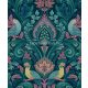 Grandeco Arcadia vlies, vinyl anyagú kék, rózsaszín, türkiz, mustársárga színű madaras, növényes, etno modern tapéta