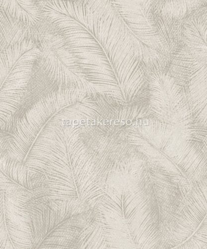 Grandeco Arcadia vlies, vinyl anyagú beige, szürke színű leveles, textilhatású modern tapéta