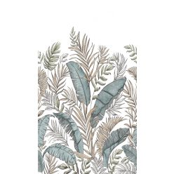   Grandeco ONE ROLL ONE MOTIF vinyl, vlies anyagú, fehér, kék, zöld, barna színű, leveles, Modern poszter