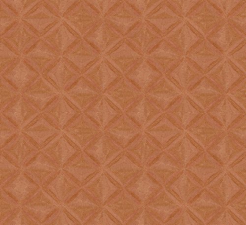 Khroma Amani vlies anyagú terrakotta színű vonalas, geometriai Modern tapéta
