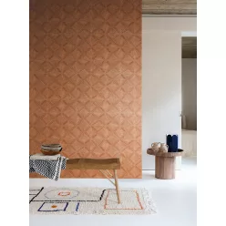   Khroma Amani vlies anyagú terrakotta színű vonalas, geometriai Modern tapéta