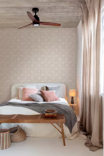 Khroma Amani vlies anyagú beige színű vonalas, geometriai Modern tapéta