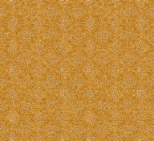 Khroma Amani vlies anyagú mustársárga, narancssárga, beige színű vonalas, geometriai Modern tapéta