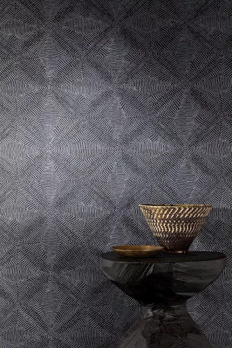 Khroma Amani vlies anyagú kék színű vonalas, geometriai Modern tapéta