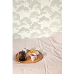   Caselio Azur, vinyl, vlies anyagú, fehér, barna, zöld színű, fás, Modern tapéta