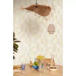   Caselio Azur, vinyl, vlies anyagú, fehér, beige, rózsaszín színű, geometriai, Modern tapéta