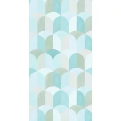   Caselio Azur, vinyl, vlies anyagú, kék, beige, fehér, türkiz színű, geometriai, Modern tapéta