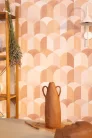 Caselio Azur, vinyl, vlies anyagú, barna, barack színű, geometriai, Modern tapéta