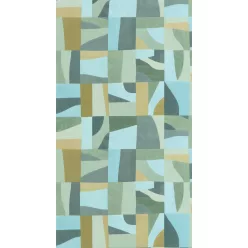   Caselio Azur, vinyl, vlies anyagú, kék, zöld, sárga, szürke színű, geometriai, Modern tapéta