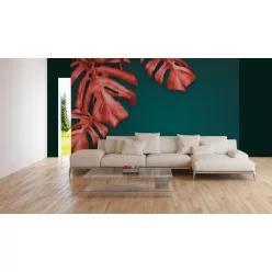   AS Creation DesignWalls 2 vlies anyagú zöld, piros színű leveles modern poszter
